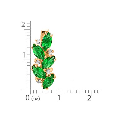 Позолоченные серьги с зелеными фианитами - 072 - п